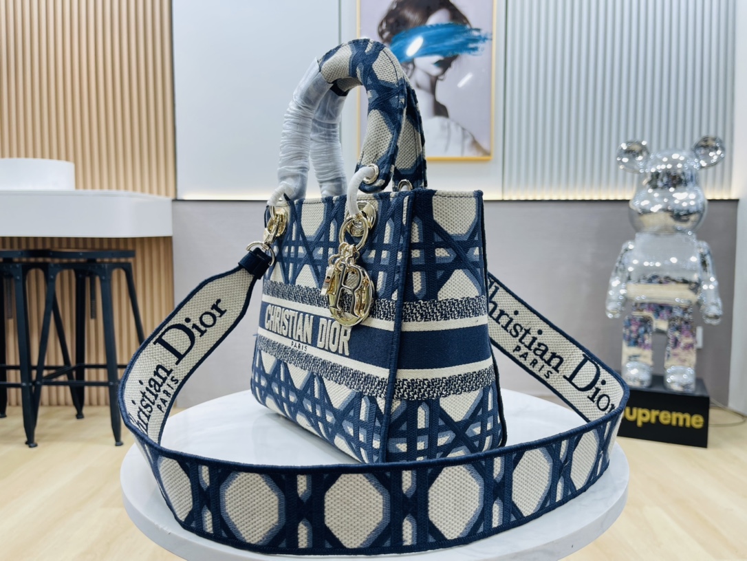 10A + top quality Dior Medium Lady D-Lite Bag 9920 DD003 24cm