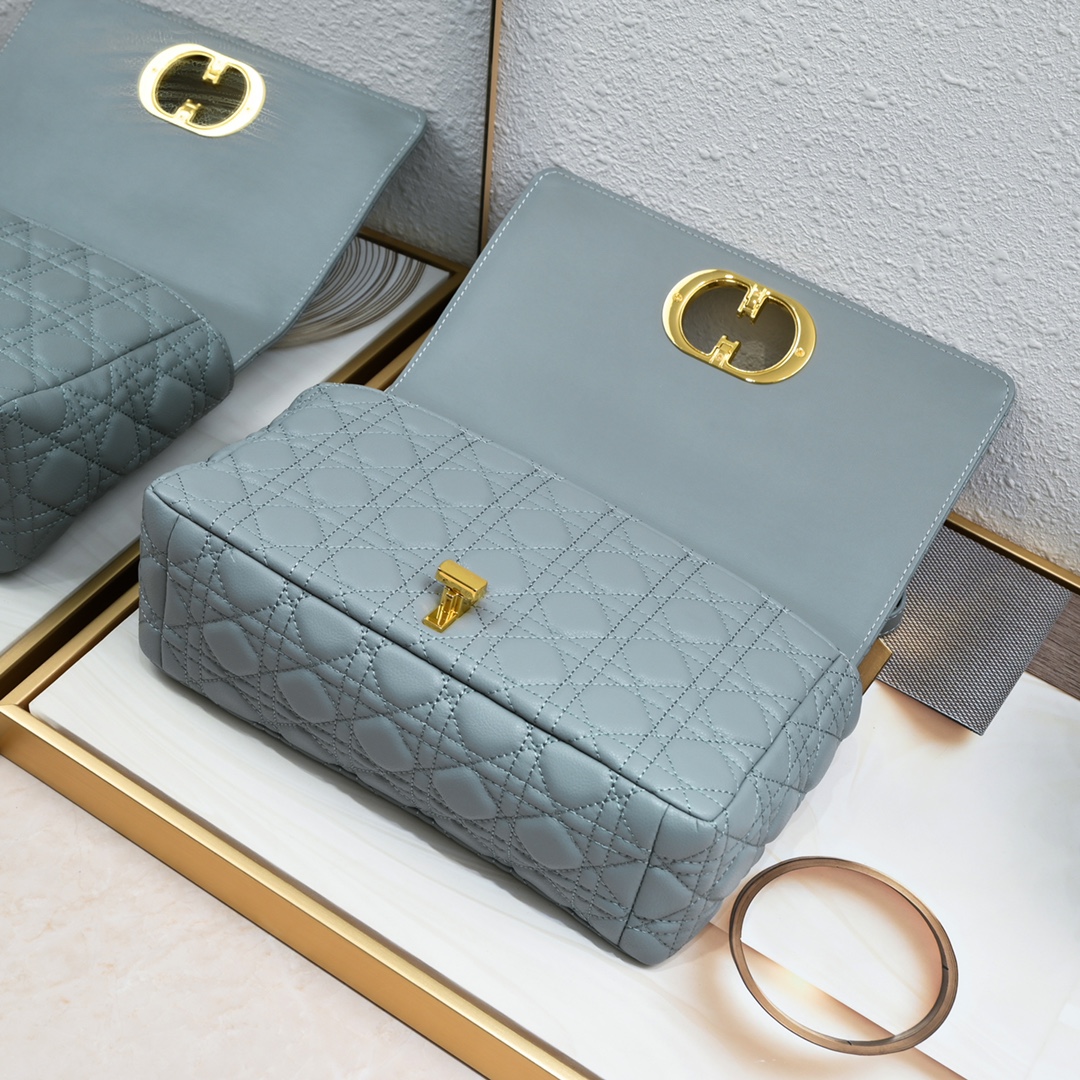 Large Dior Caro Bag Gray 9797 XB002 28cm