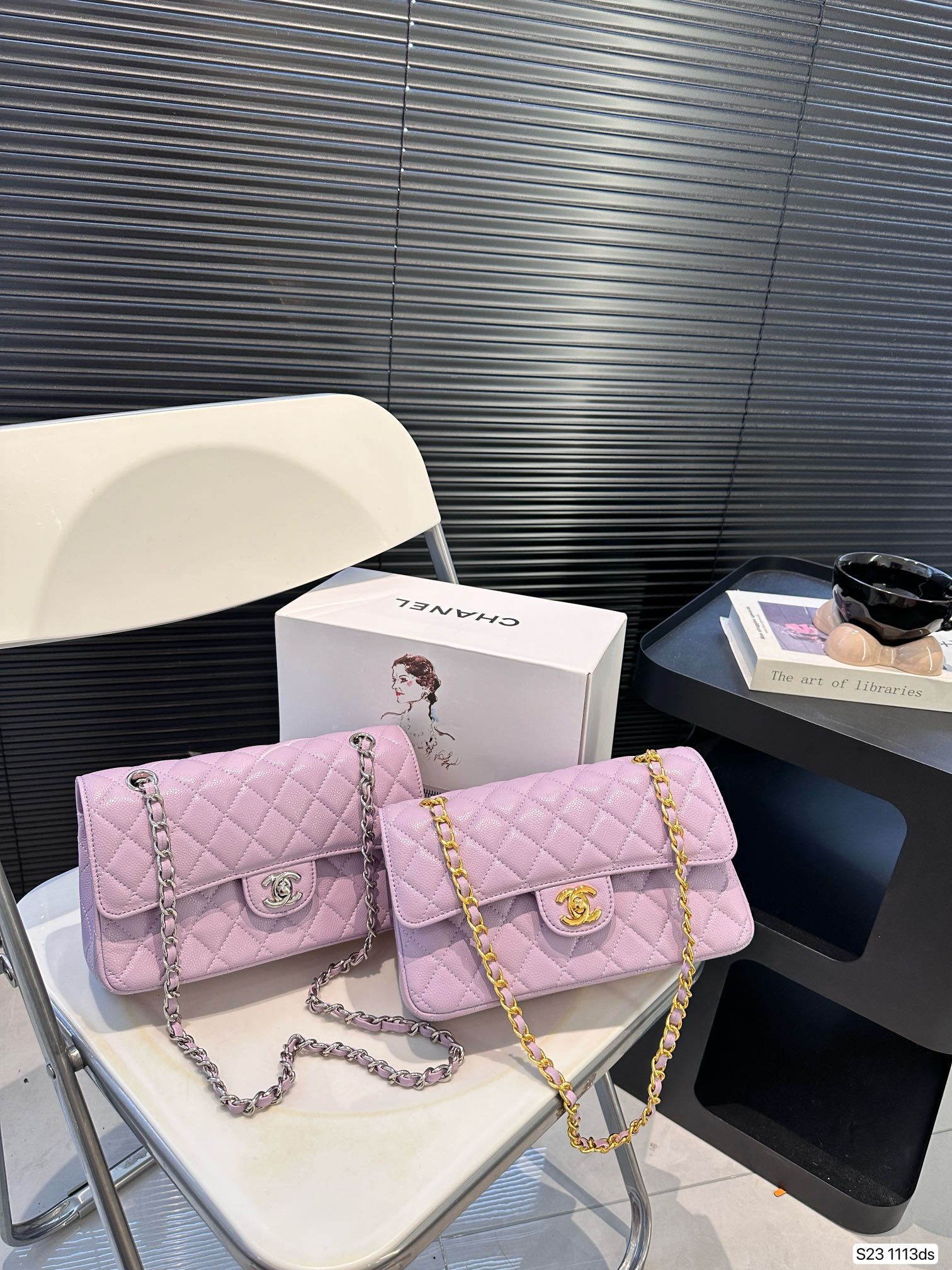 Chanel Classic Flap Bag Caviar 1113 LLS081 23cm