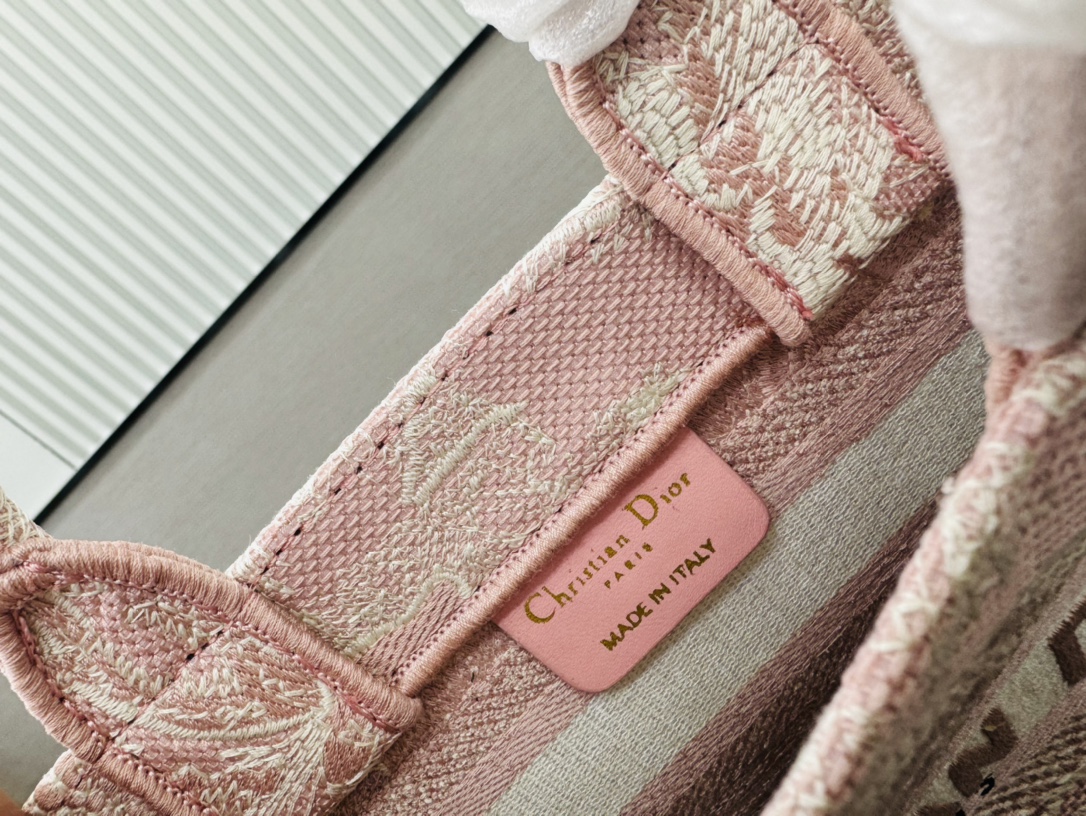 Dior Book Tote Mini Pink Tiger Embroider Shoulder Bag Handbag