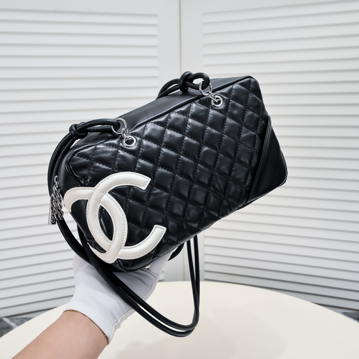 Chanel Ligne Cambon Bowling Bag Large Shoulder Bag Handbag