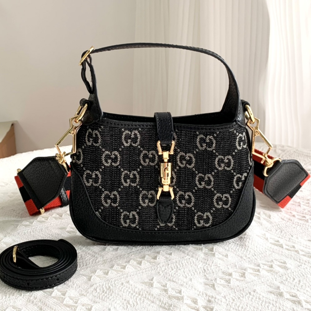 Gucci Jackie 1961 Canvas&Leather Shoulder Bags(Replica)