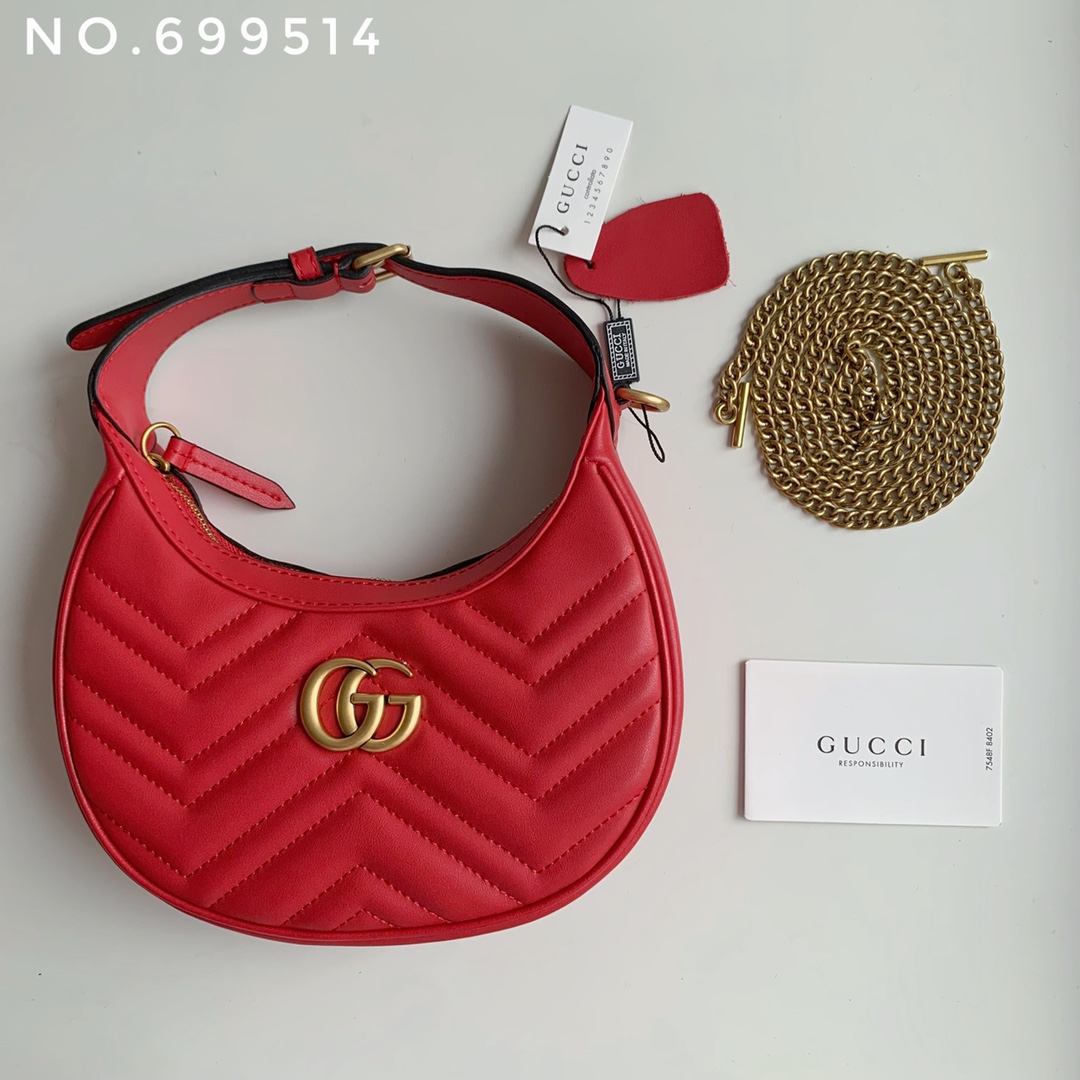 Gucci Marmnt Half Moon Shoulder Bag Handbag (Replica)