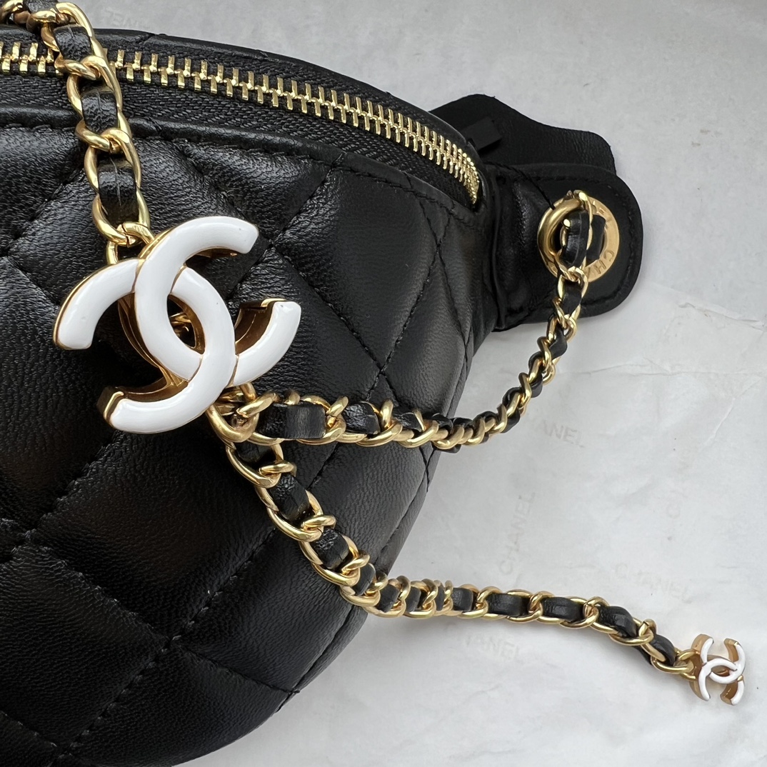 Chanel Double C Enameled Buckle Belt Bag Sheepskin