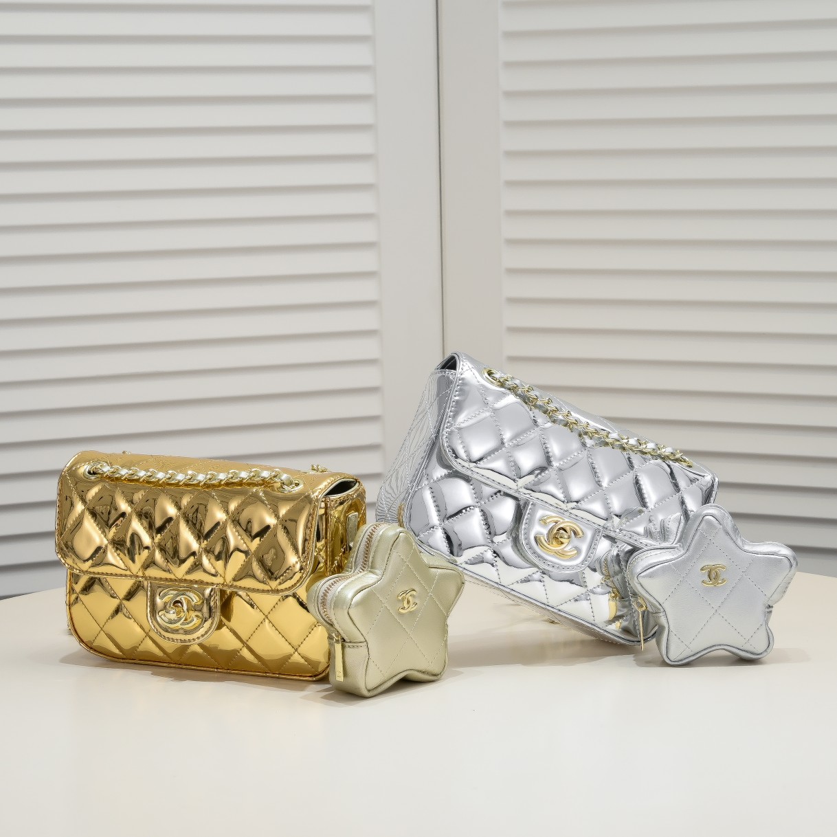 Chanel 24c Star Bag CF Patent Leather Gold Shoulder Bag Handbag