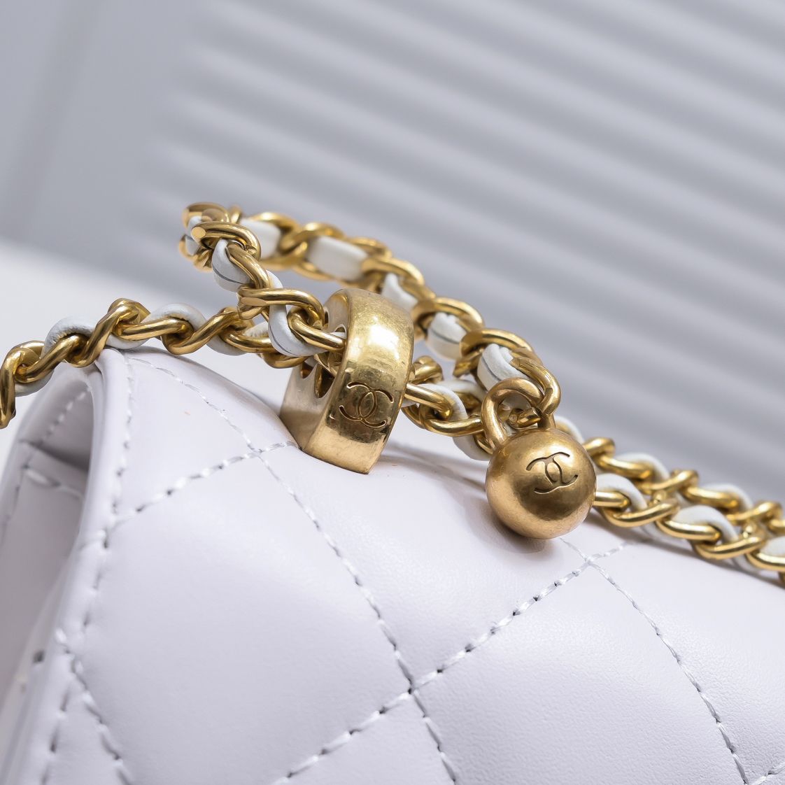 Chanel WOC Double Gold Ball Chain Mini Shoulder Bag Handbag