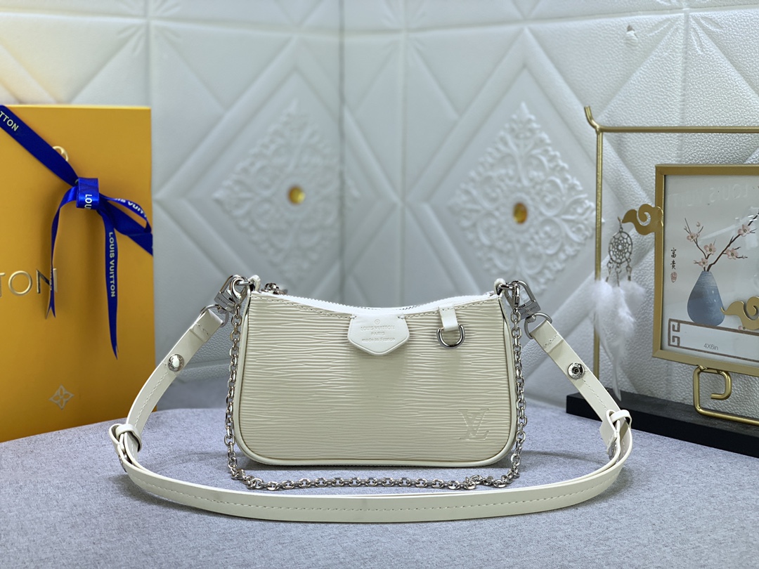 LV Easy Pouch On Strap Beige water ripples M80349 MQ051 19cm