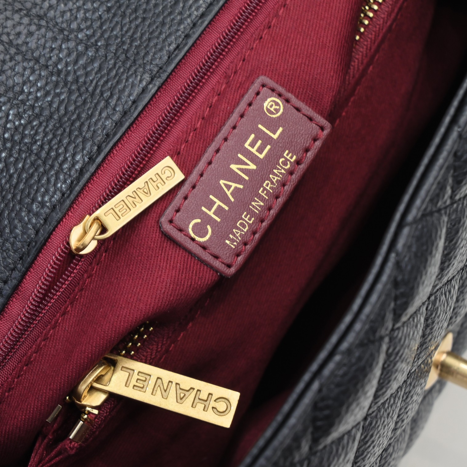 Chanel Stripe Gold Buckle Large  Shoulder Bag Handbag