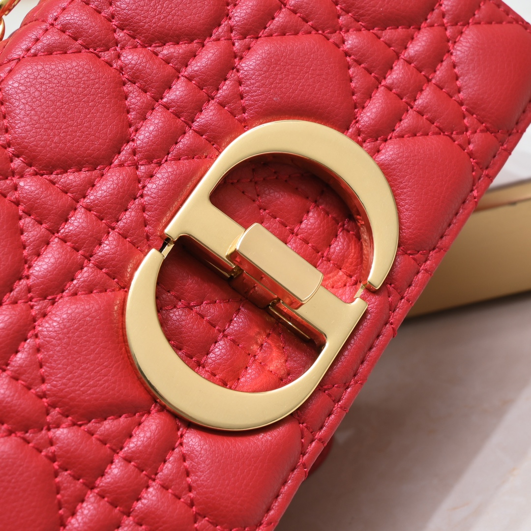 Small Dior Caro Bag Red 9797 XB091 21cm