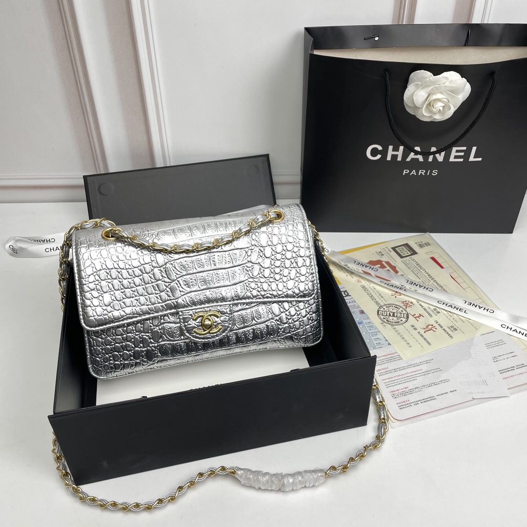 chanel Crocodile pattern bag 1112LM081 25cm