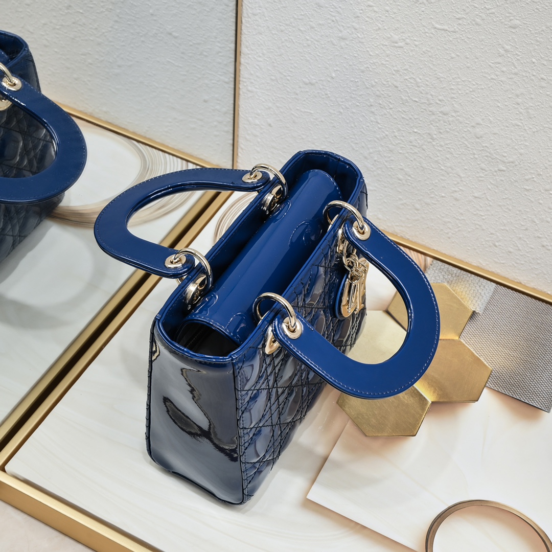 Small Lady Dior My ABCDior Bag Blue patent leather CD2026 XB081 20cm