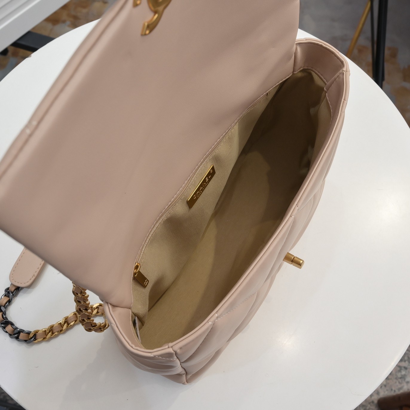 Chanel Lambskin Quilted Medium19 Flap Shoulder Bag Handbag