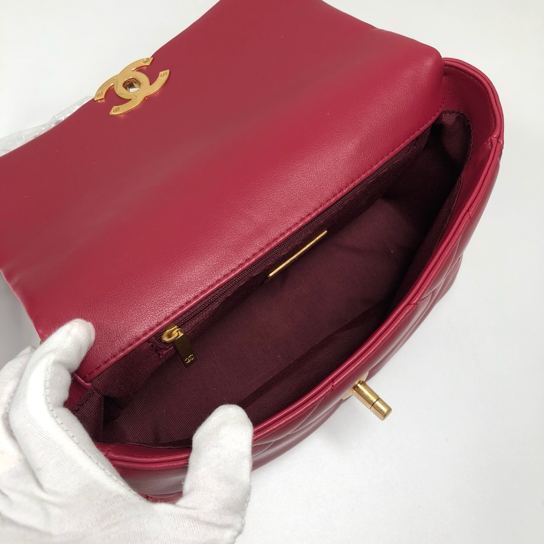 Chanel Lambskin Quilted Small 19 Flap Shoulder Bag Handbag