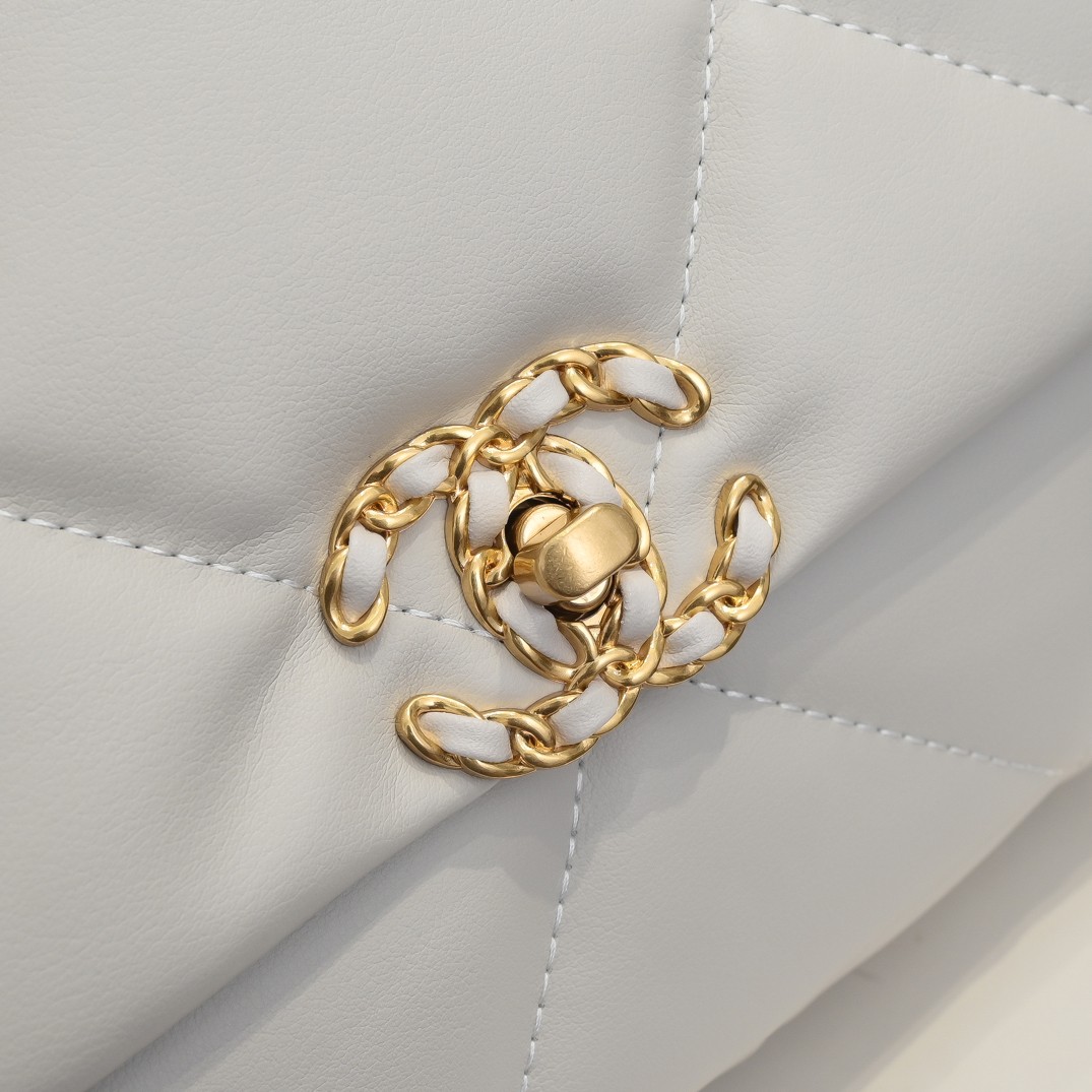 Chanel Lambskin Quilted Large19 Flap Shoulder Bag Handbag