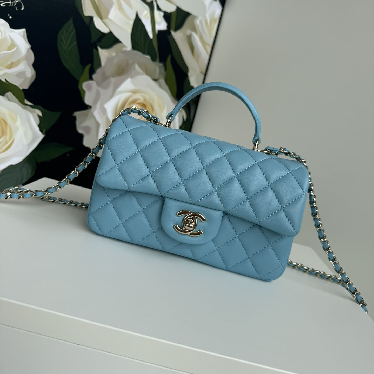 Chanel Classic Mini CF Mirror Version Flap Bag Top Handle Shoulder Bag Handbag 10A