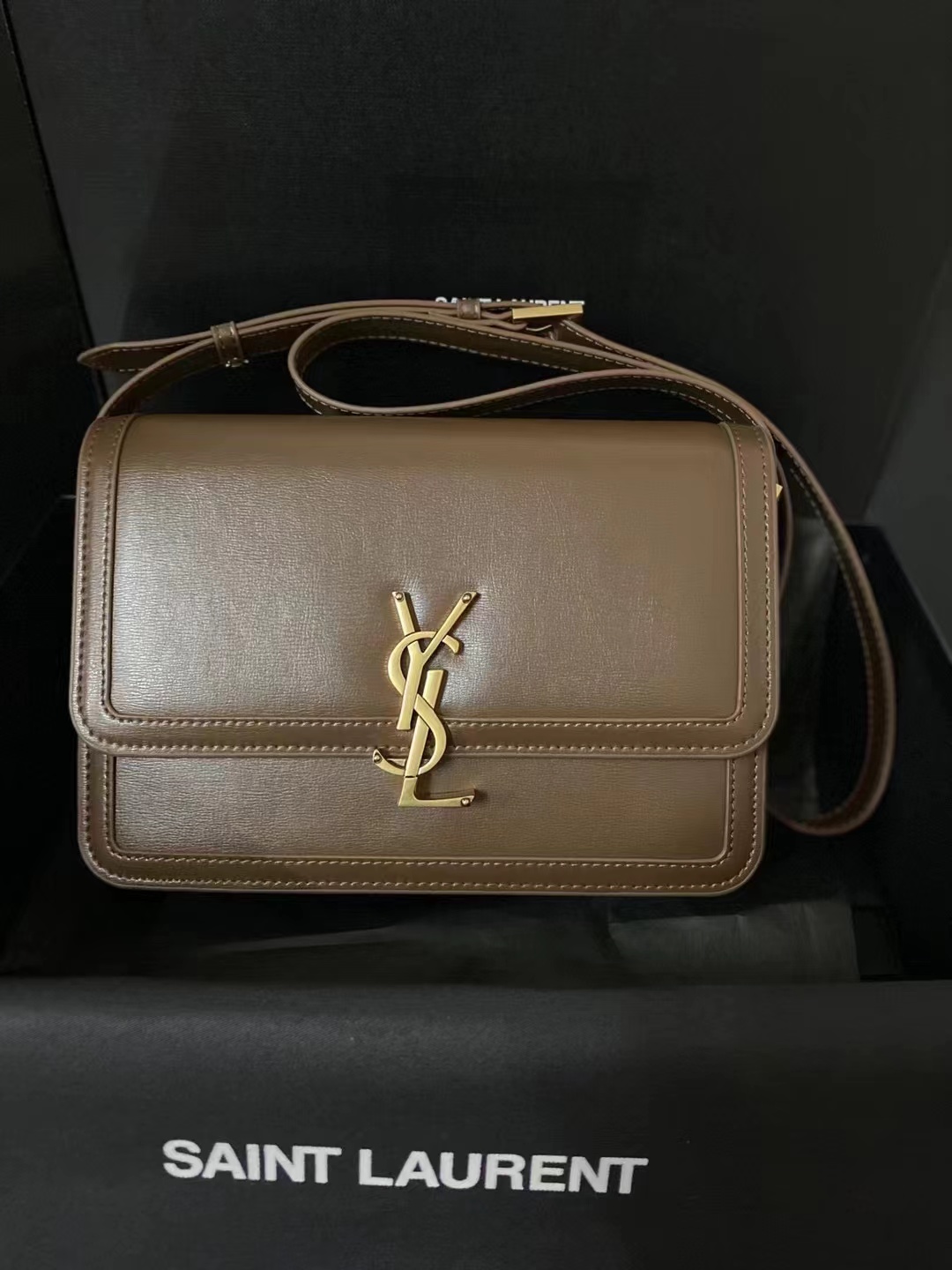 YSL SOLFERINO SMALL SATCHEL IN BOX SAINT LAURENT LEATHER small size