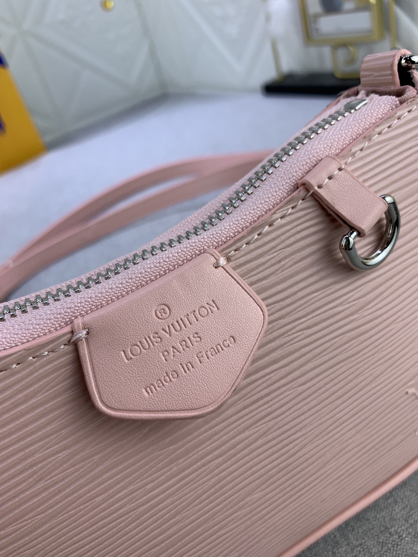 LV Easy Pouch On Strap Pink water ripples M80349 MQ051 19cm