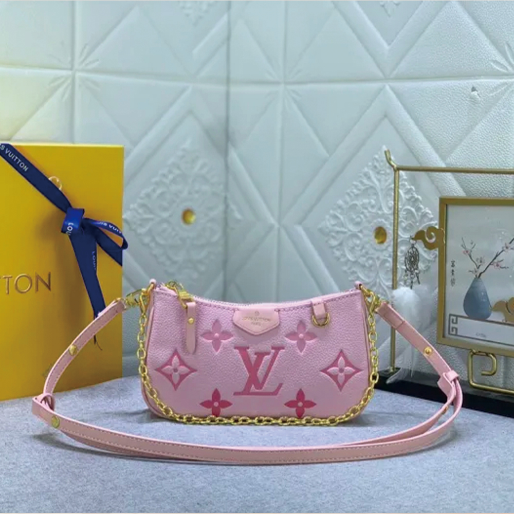 LV Easy Pouch On Strap Pink print M80349 MQ051 19cm