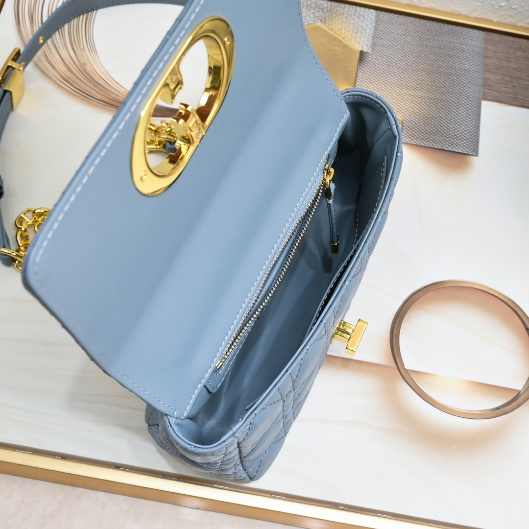 Small Dior Caro Bag Blue 9797 XB091 21cm