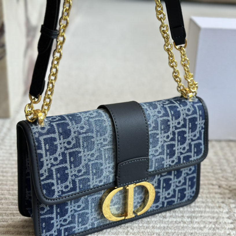 DIOR Denim Oblique 30 Montaigne Flap Bag (Replica)