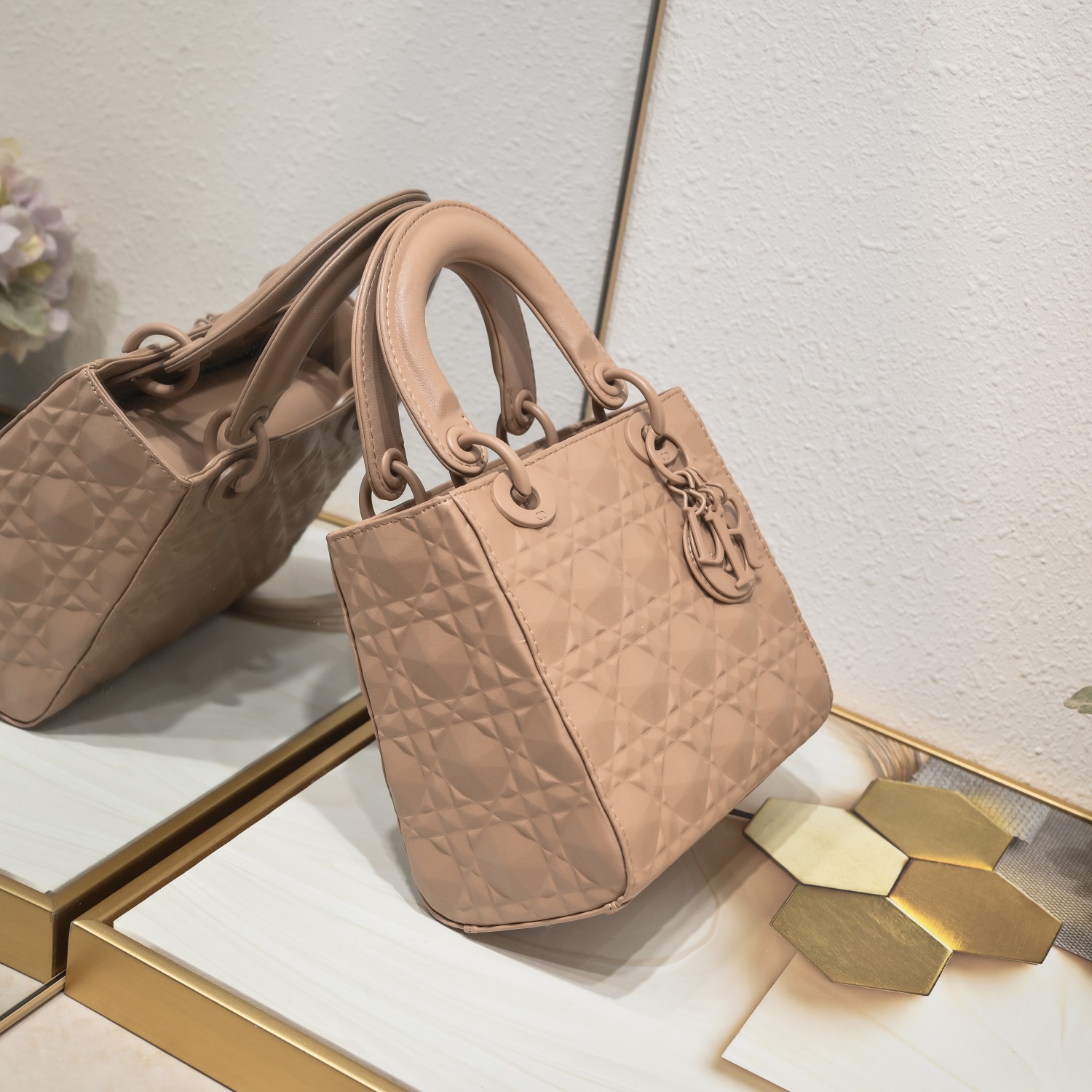 Small Lady Dior My ABCDior Bag Pink Diamond Motif 4002 XB091 20cm