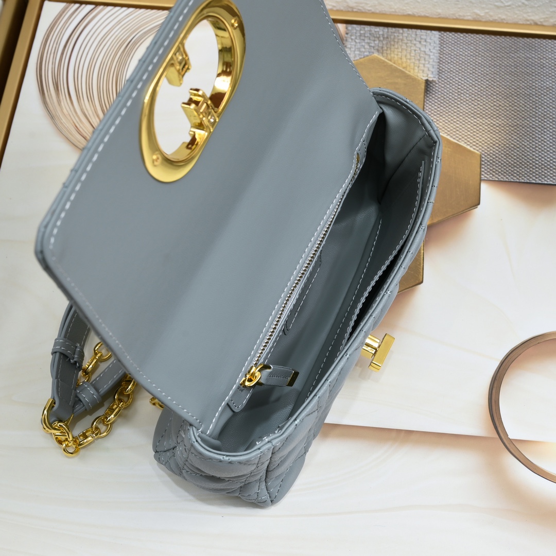 Small Dior Caro Bag Gray 9797 XB091 21cm