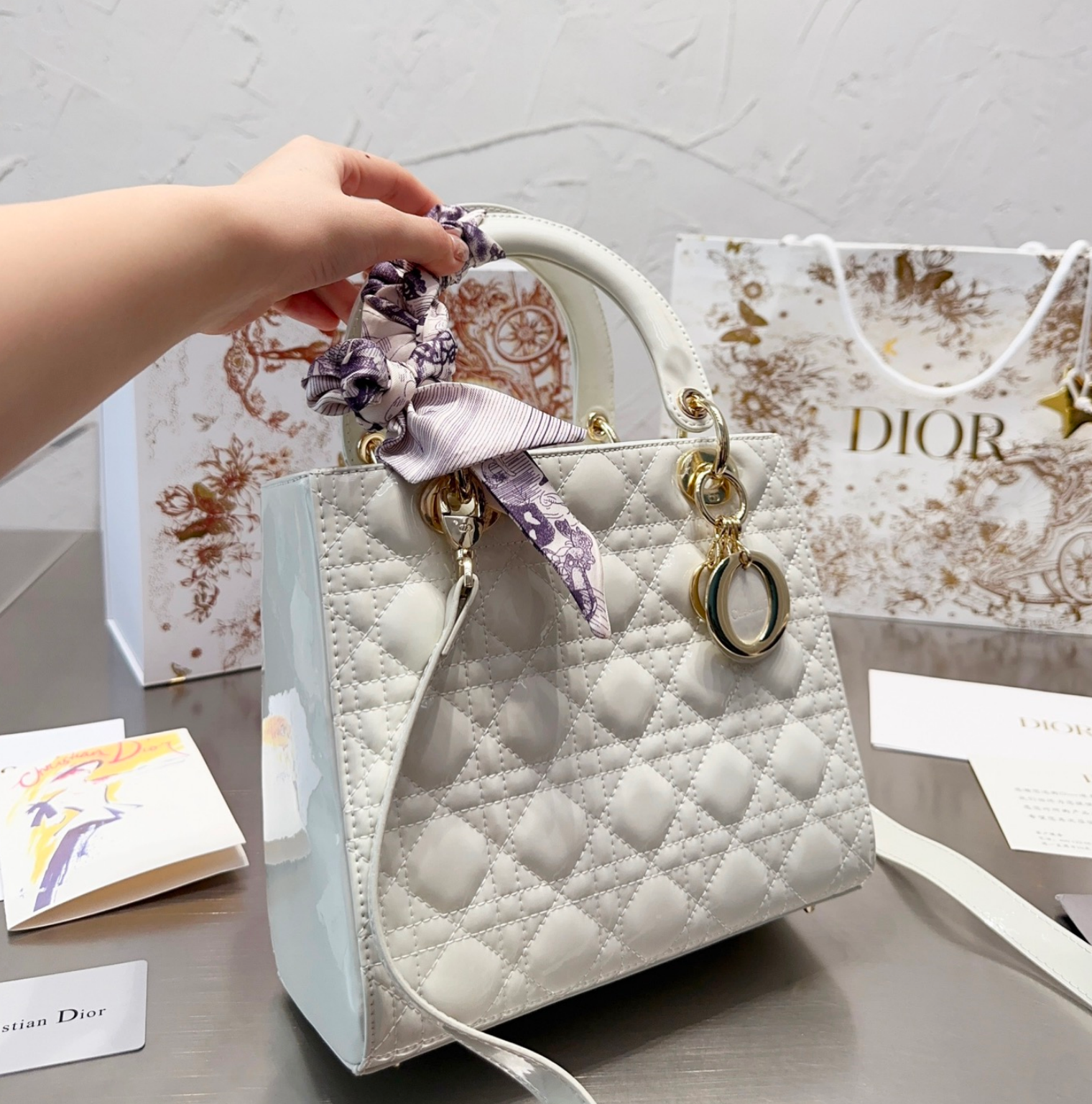 Dior Medium Lady Bag - Lacquered Calfskin (Replica)