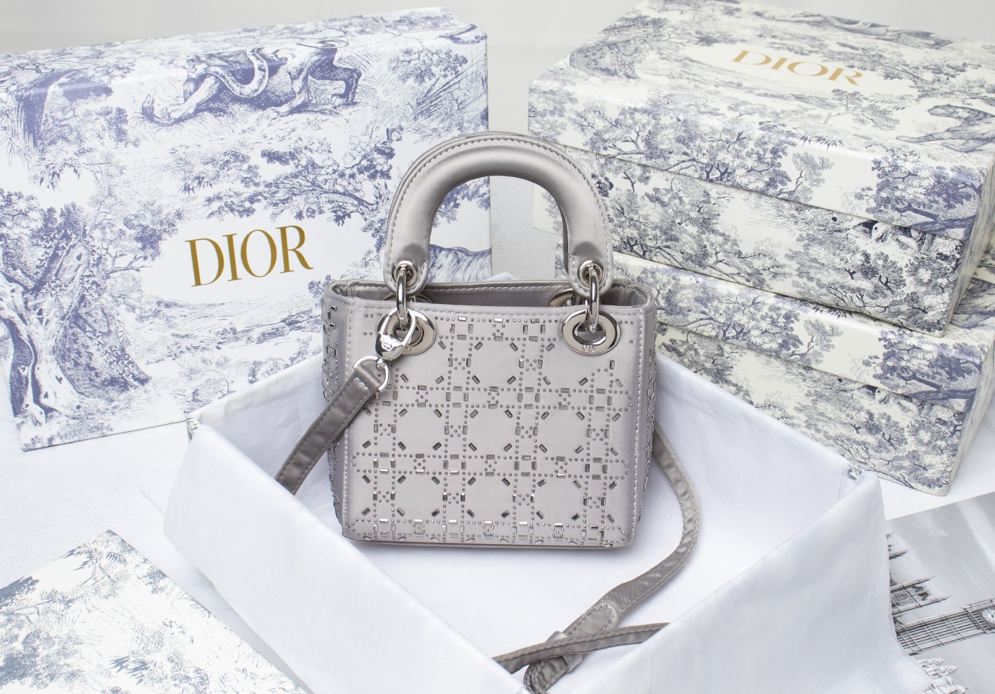 Mini Lady Dior Bag Gray CD-2028 XB061 17cm