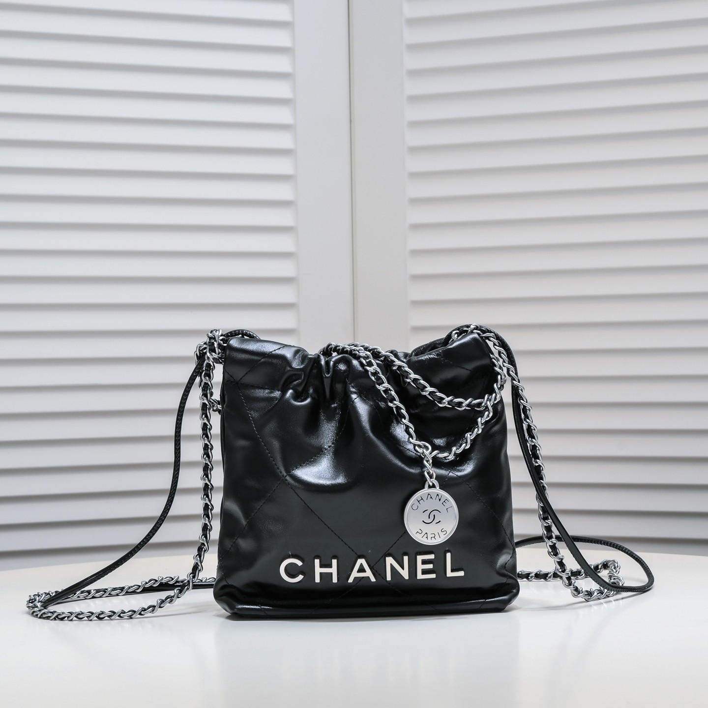 Chanel 22 Trash Bag Silver Hardware Mini Shoulder Bag Handbag