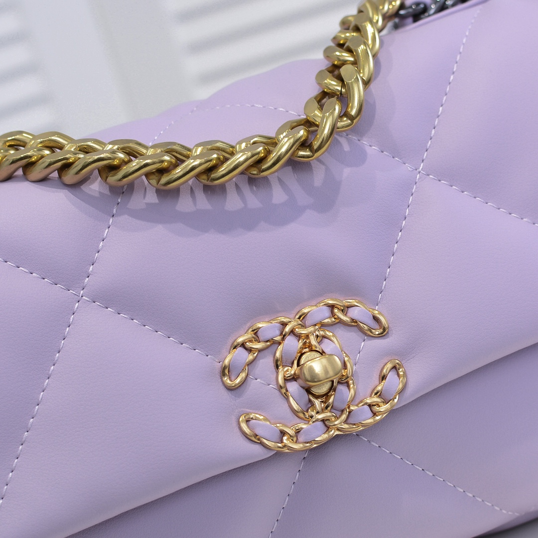 Chanel Lambskin Quilted Small 19 Flap Shoulder Bag Handbag