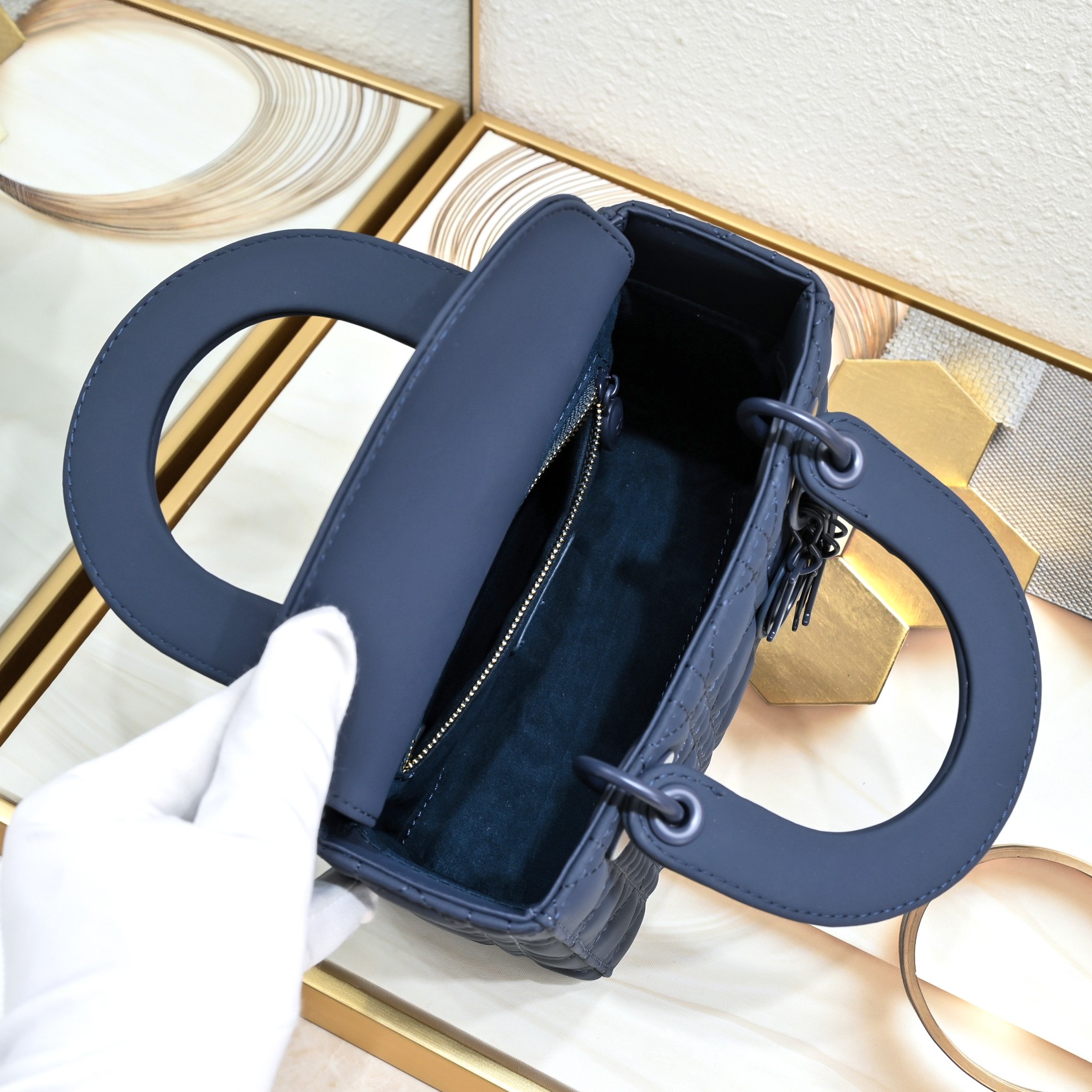 Small Lady Dior My ABCDior Bag Blue Matte 2022 LM061 20cm