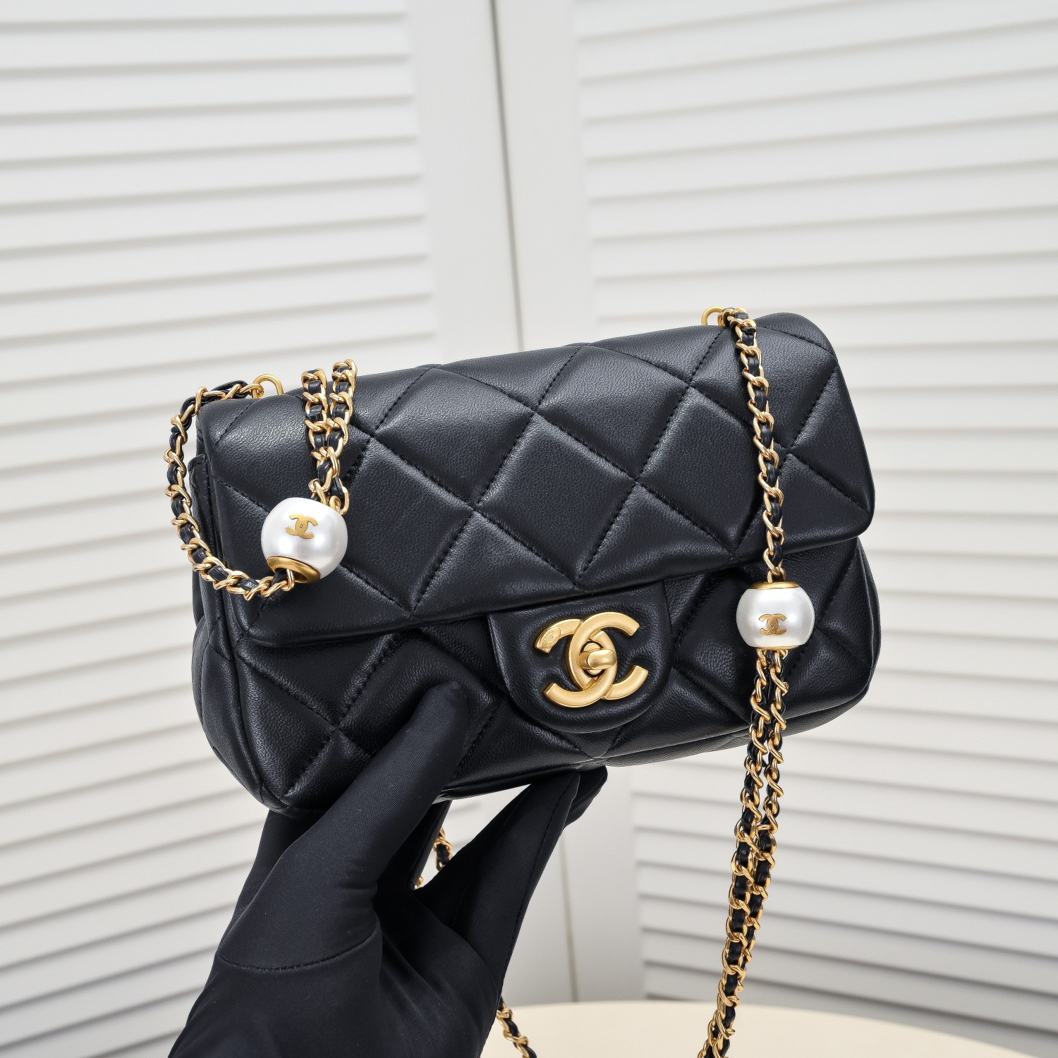 Chanel 24S Hobo Bag With Pearl Adjustable  Shoulder Bag Handbag