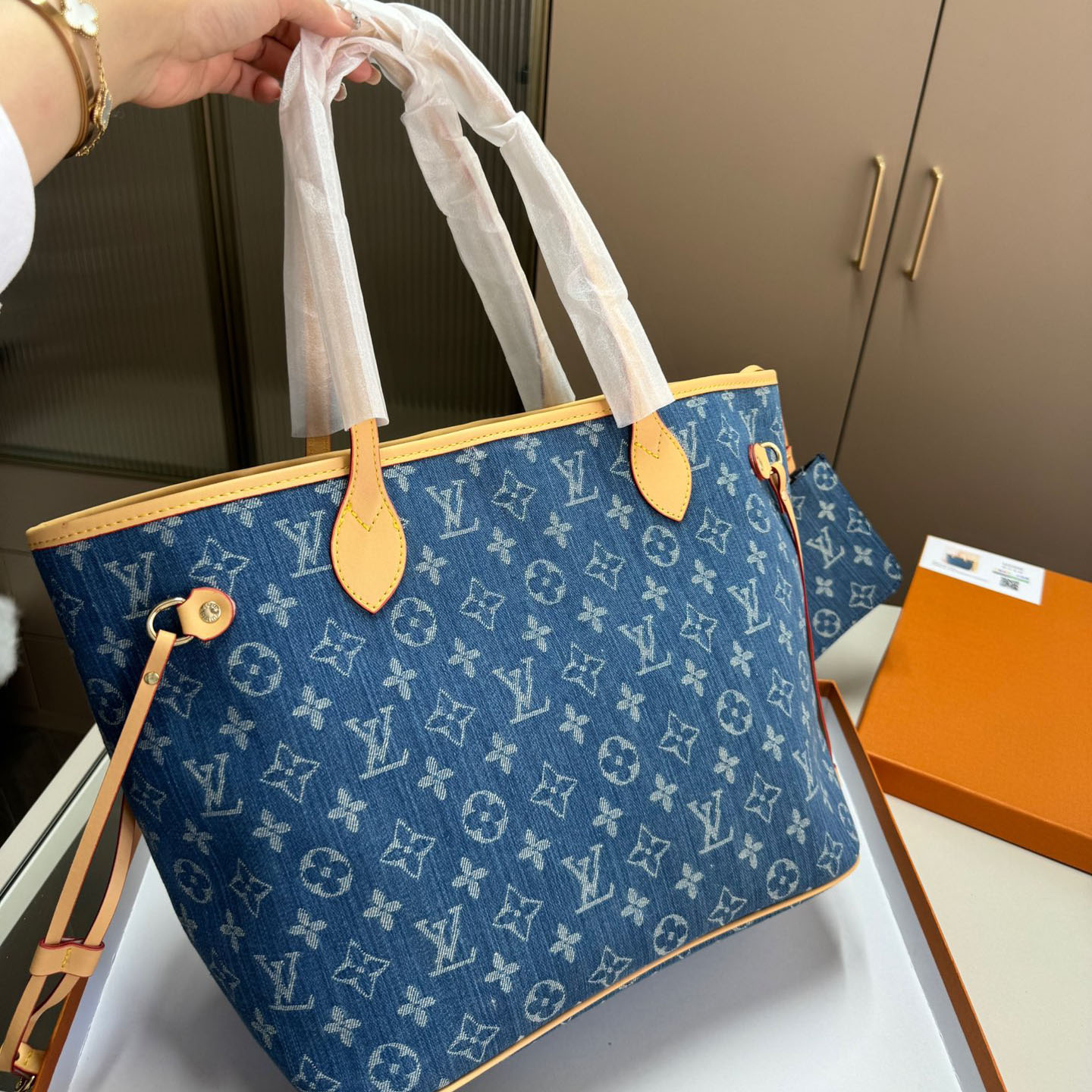 Louis Vuitton LV Denim Neverfull Shoulder Bag Handbag (Replica)
