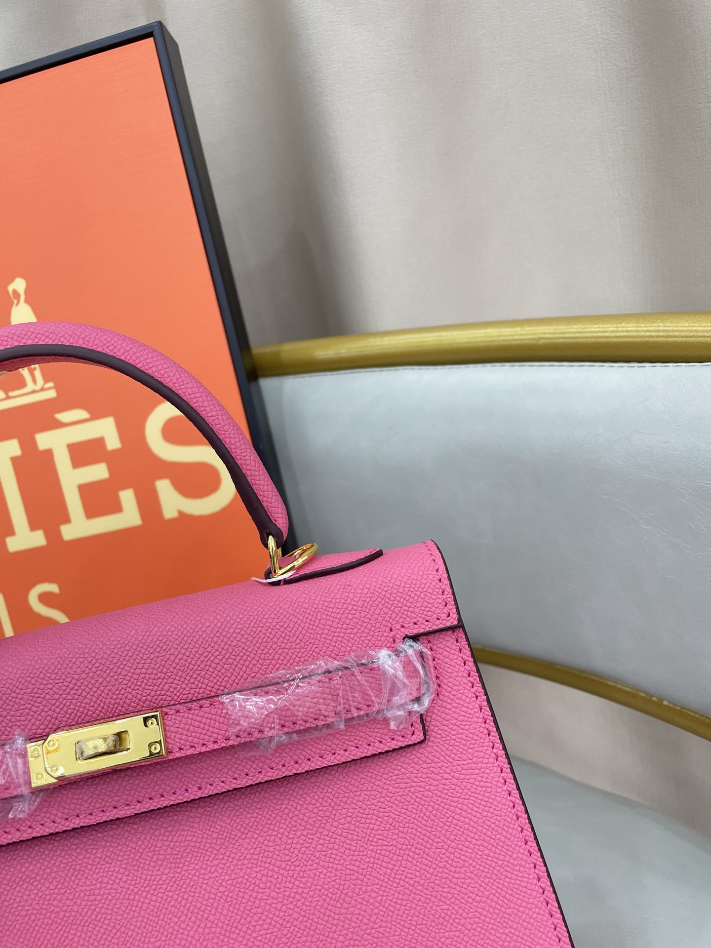 Hermes 28cm Kelly Bag Togo Leather Handbag Pink