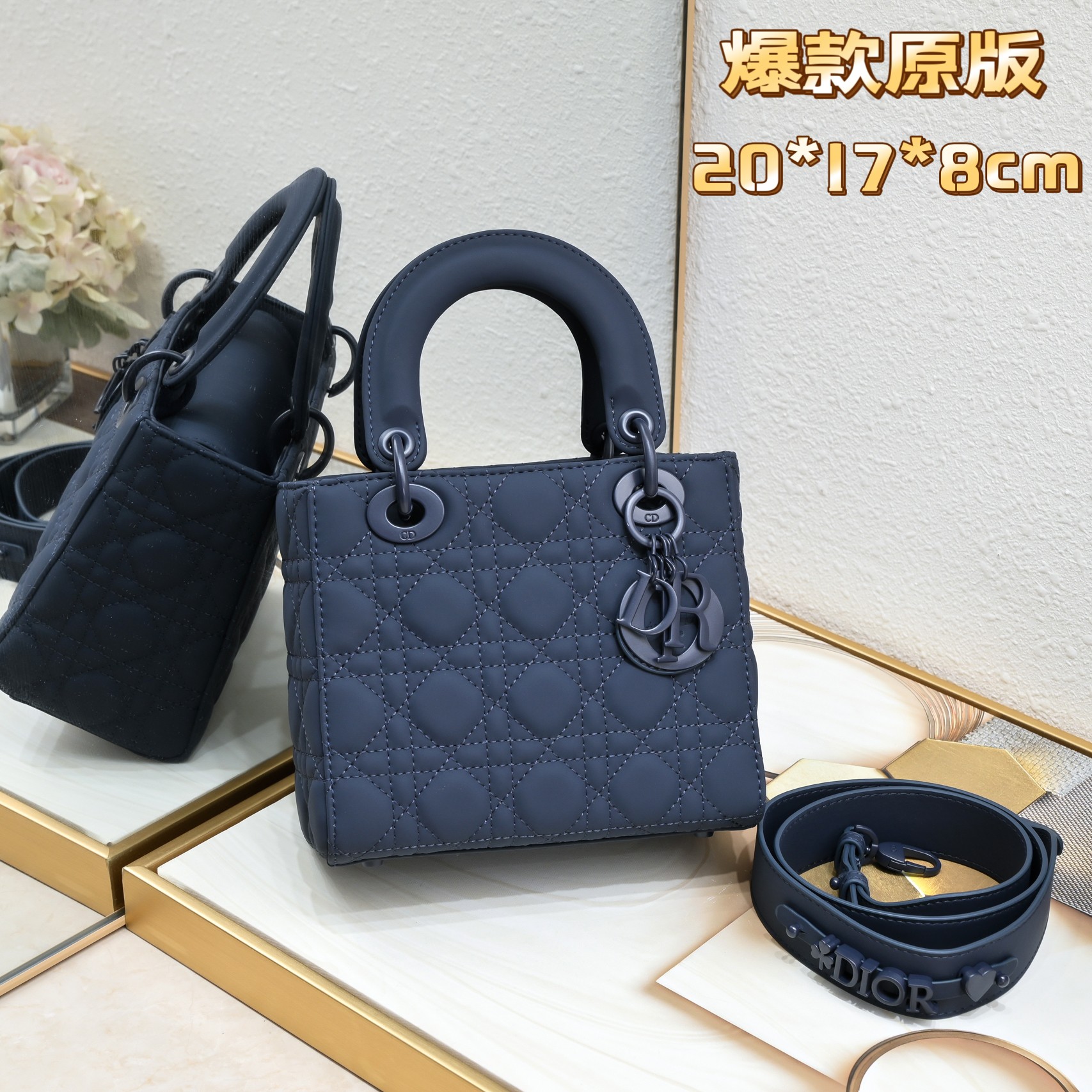 Small Lady Dior My ABCDior Bag Blue Matte 2022 LM061 20cm