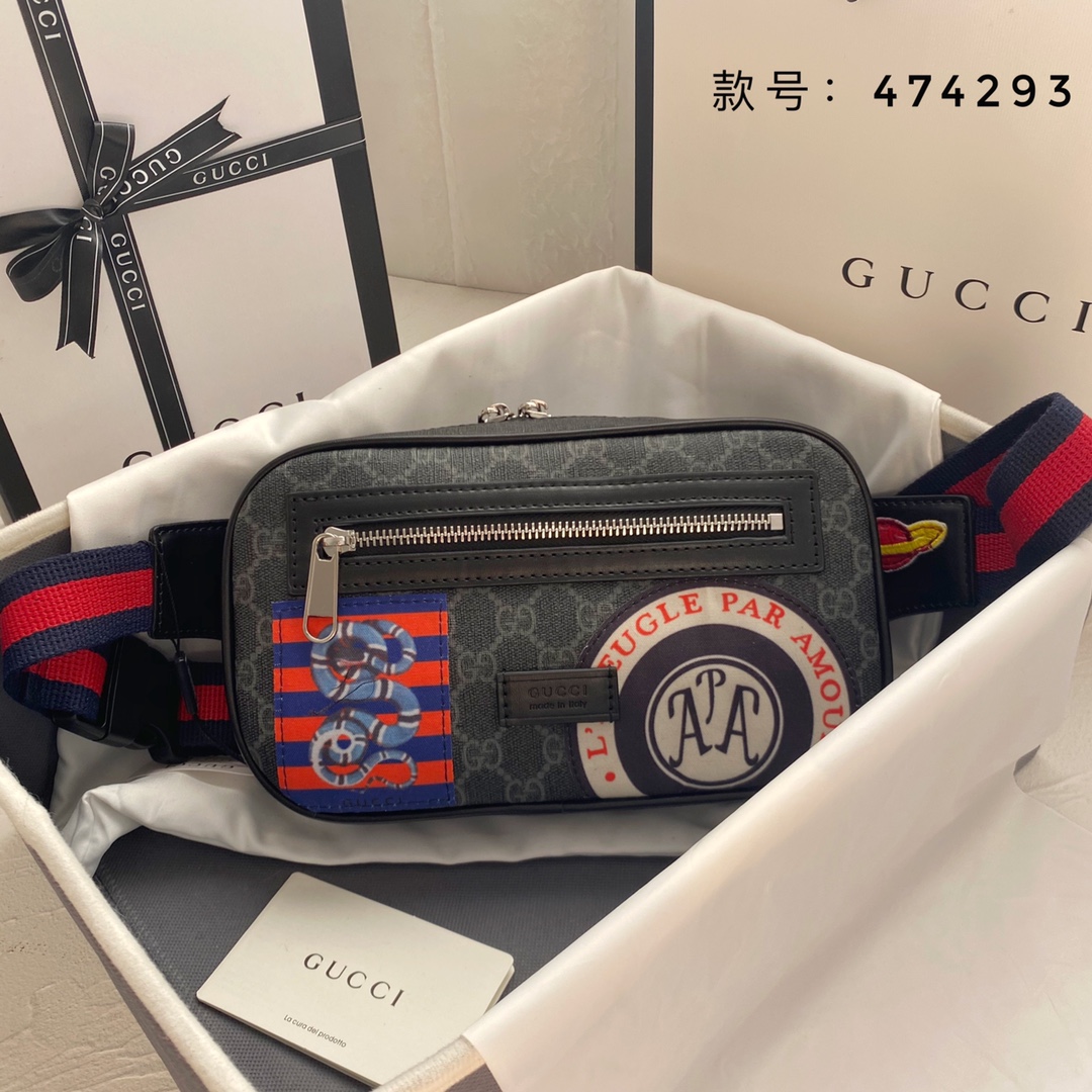 Gucci Canvas & Leather Waist Bag Belt Bag(Replica)