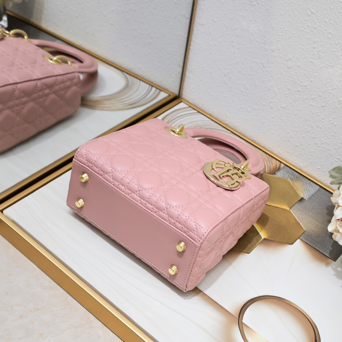 Small Lady Dior My ABCDior Bag Pink Sheepskin 1022 LM061 20cm