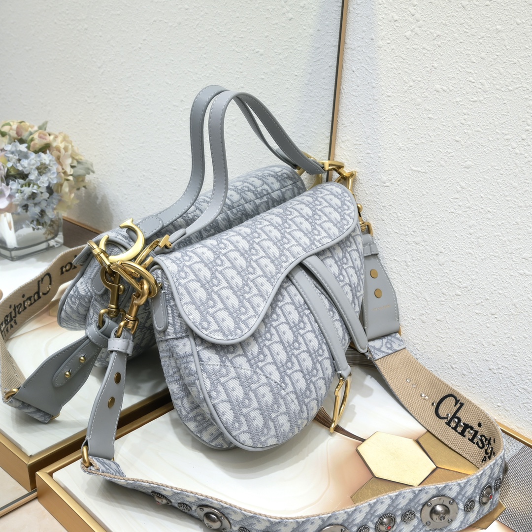 Saddle Bag Gray print with Nailing strap 1003 XB012 25.5cm