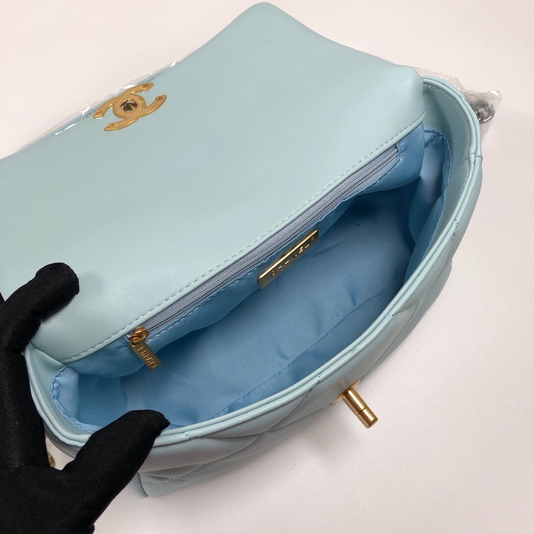 Chanel Lambskin Quilted Small 19 Flap Shoulder Bag Handbag