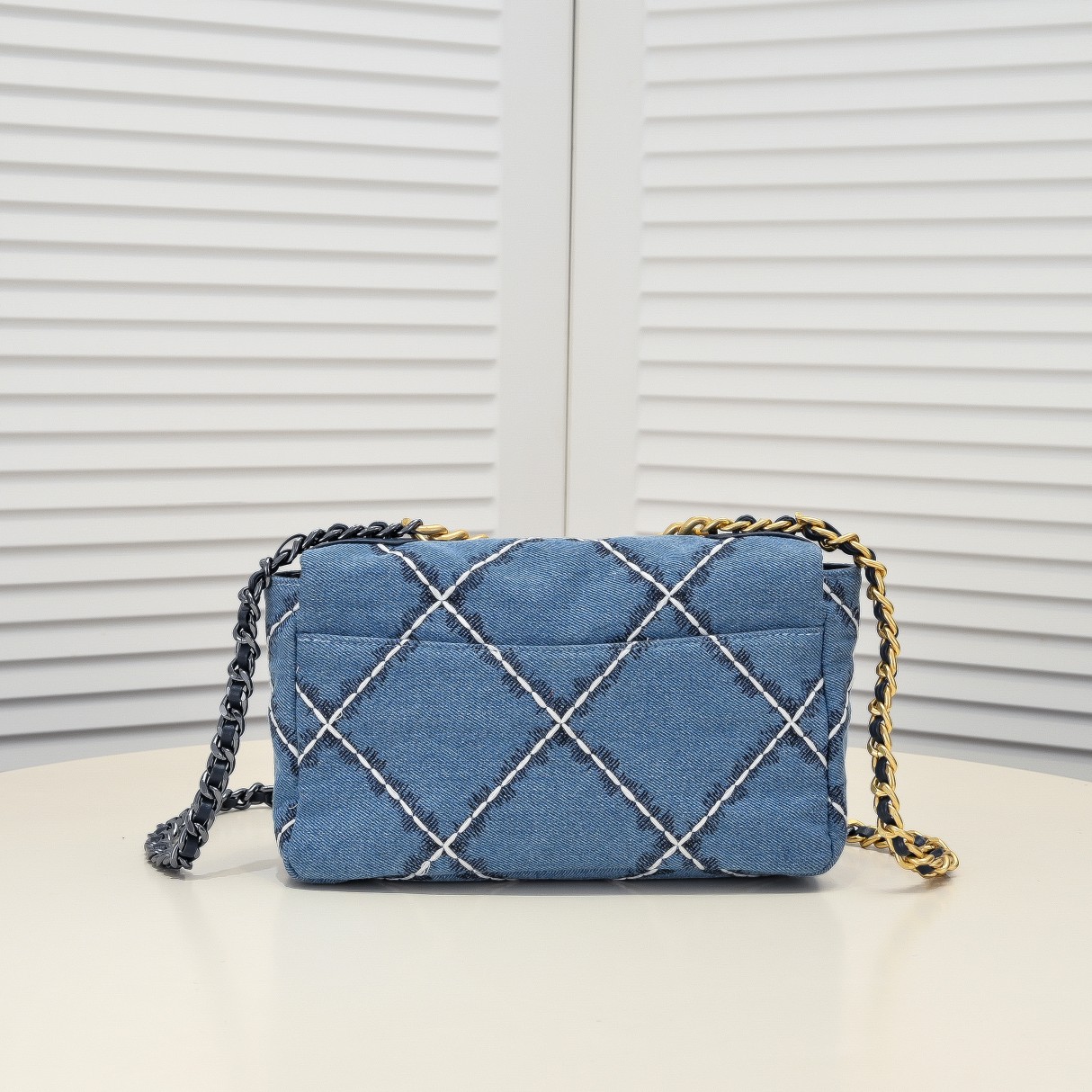 Chanel 22 Bag Classic Denim Blue Shoulder Bag Handbag