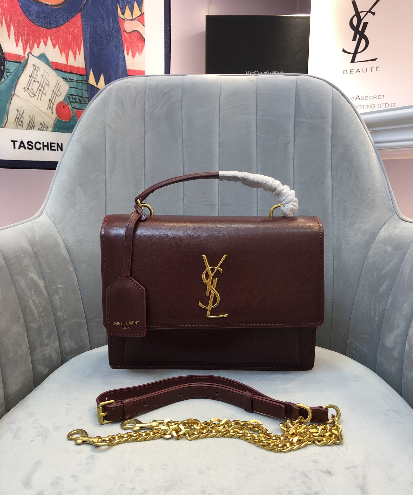 YSL SUNSET MEDIUM TOP HANDLE IN SMOOTH LEATHER 634723 25CM