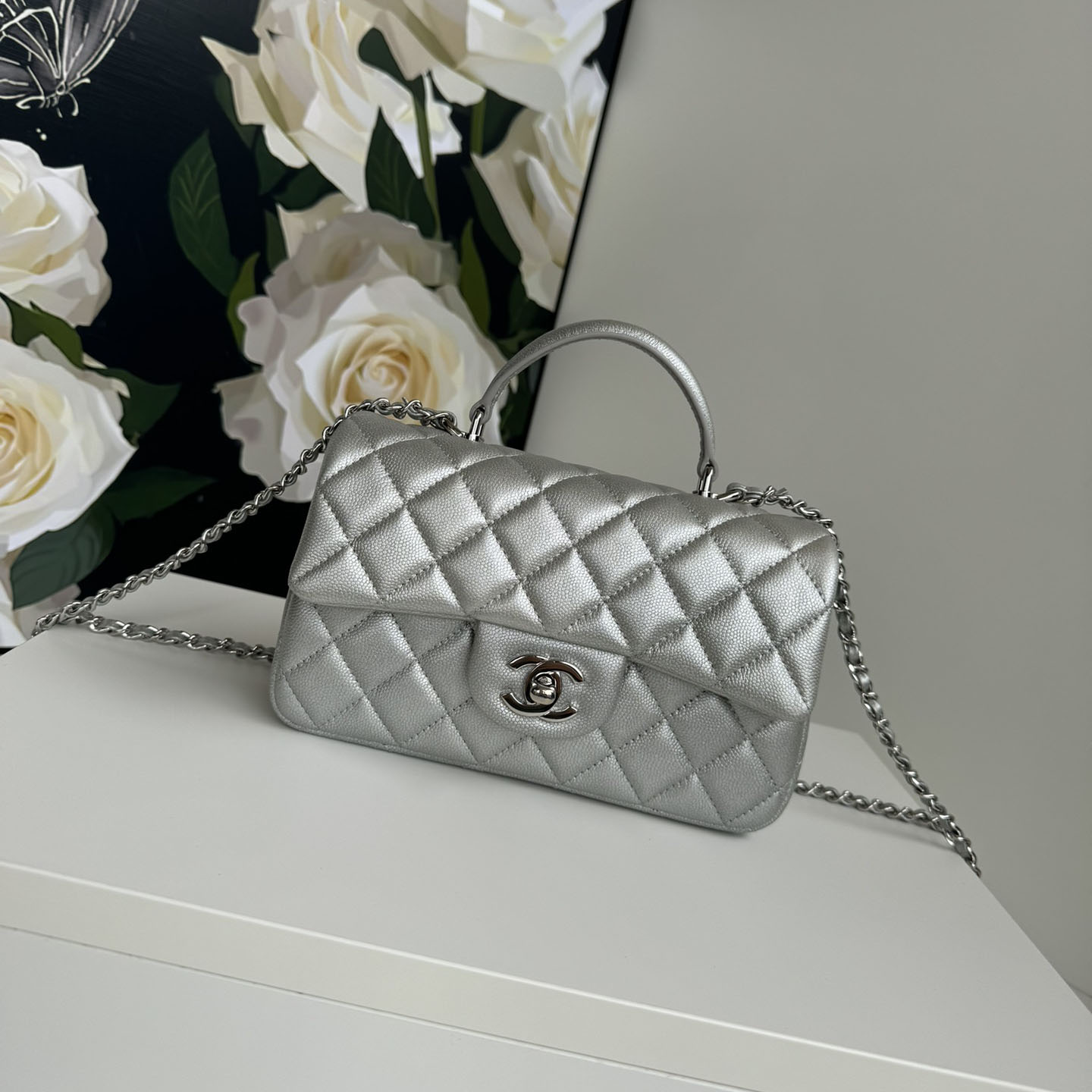 Chanel Classic Mini CF Mirror Version Flap Bag Top Handle Shoulder Bag Handbag 10A