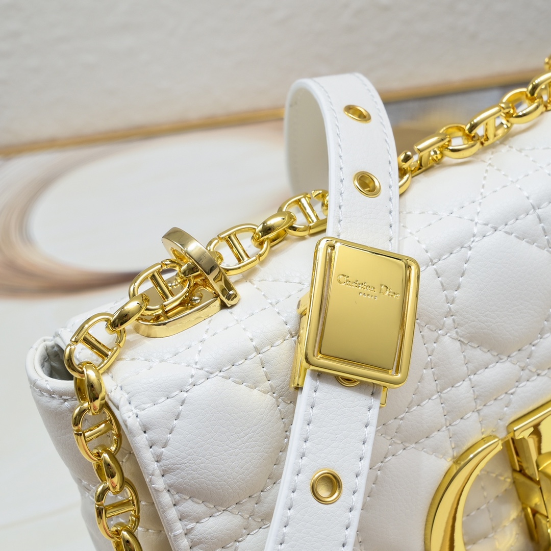 Small Dior Caro Bag White 9797 XB091 21cm