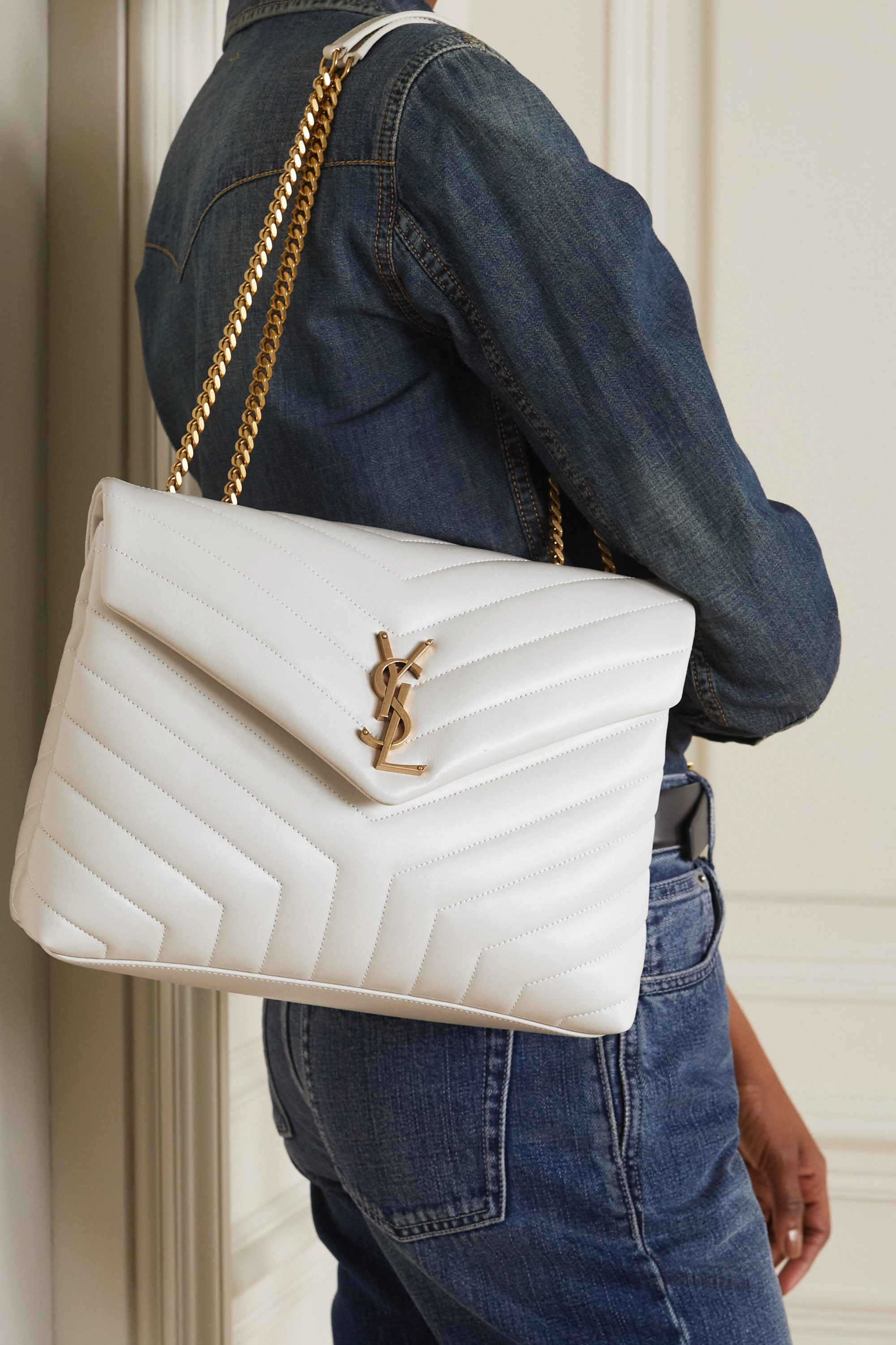 Yve SAINT LAURENT YSL LouLou Medium Quilted Leather Shoulder Bag White(Replica)