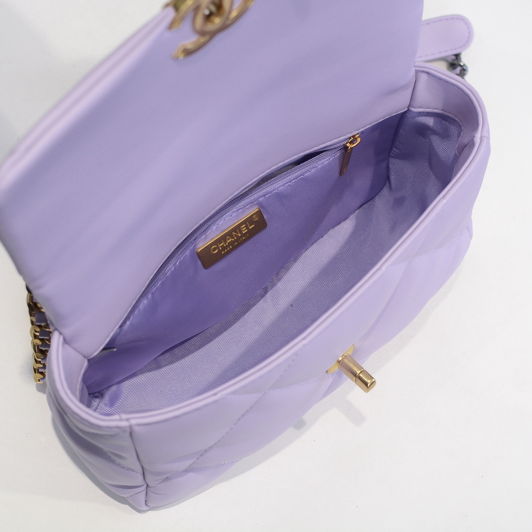 Chanel Lambskin Quilted Small 19 Flap Shoulder Bag Handbag