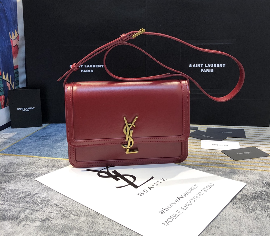 YSL SOLFERINO MEDIUM SATCHEL IN BOX SAINT LAURENT LEATHER large size