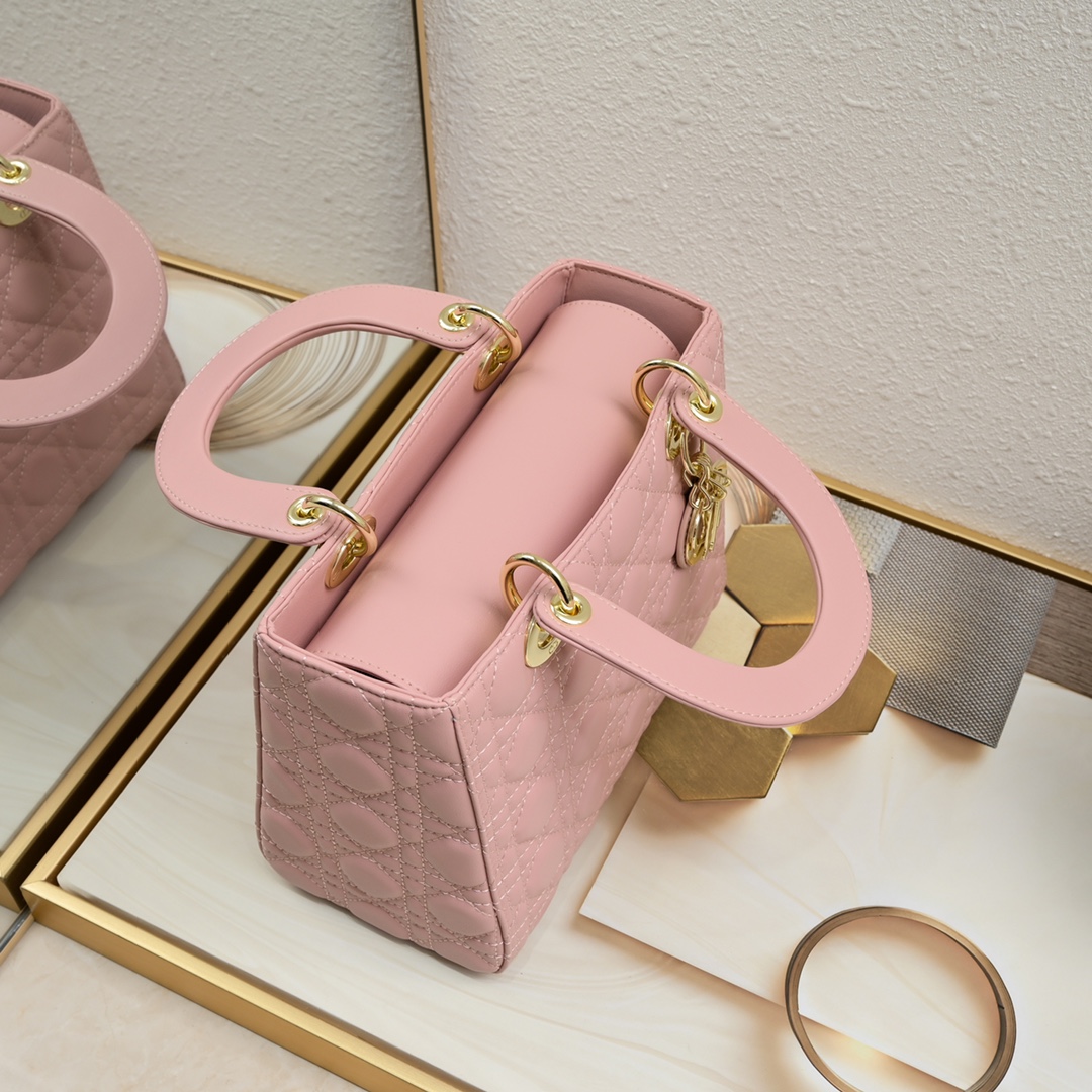 Medium Lady Dior Bag Pink Sheepskin LM071 24cm