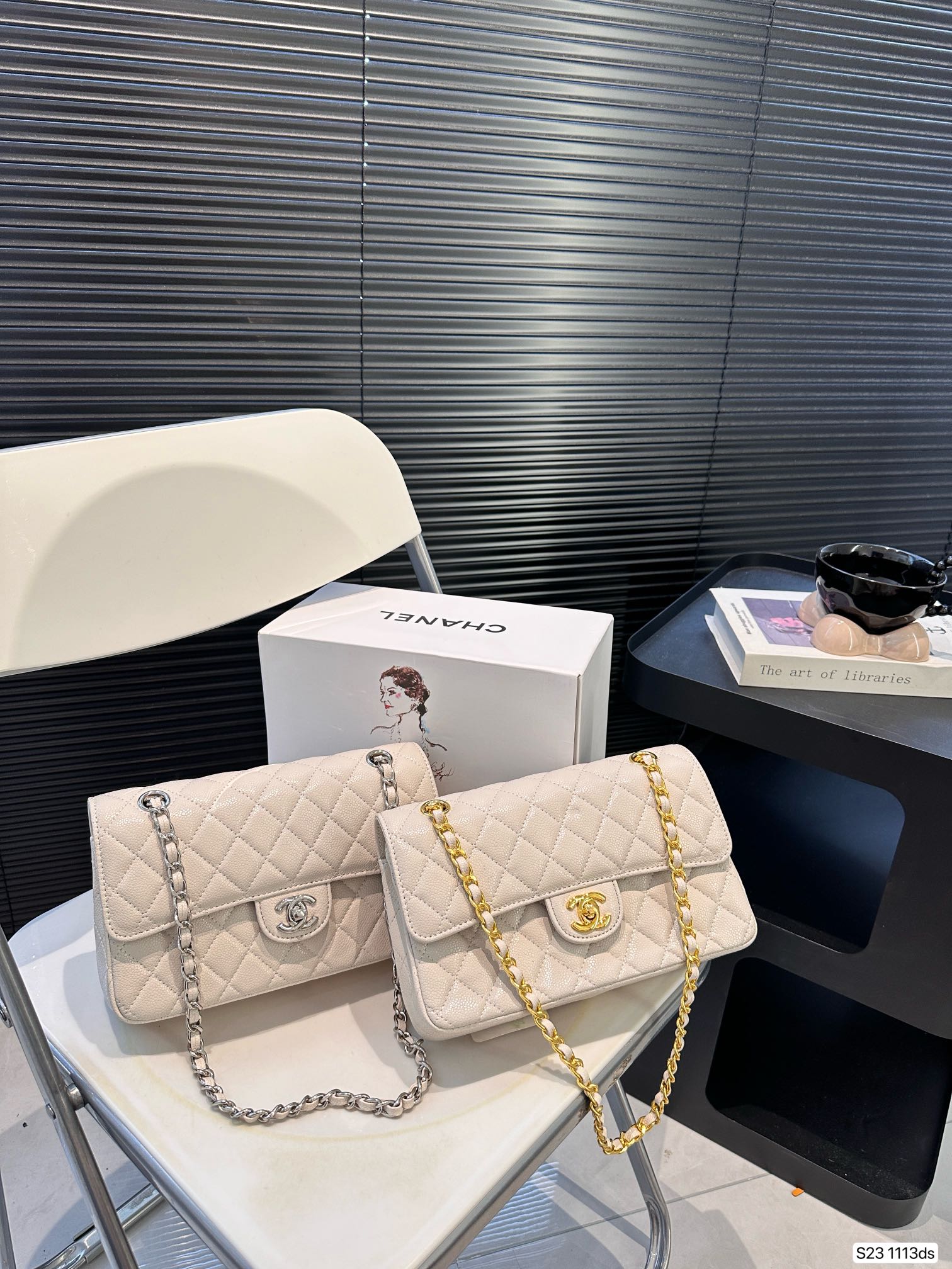 Chanel Classic Flap Bag Caviar 1113 LLS081 23cm