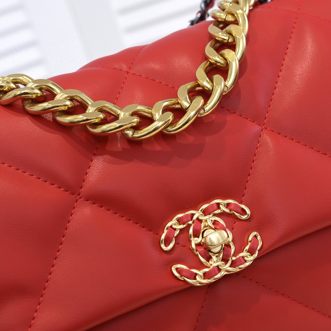 Chanel Lambskin Quilted Medium19 Flap Shoulder Bag Handbag