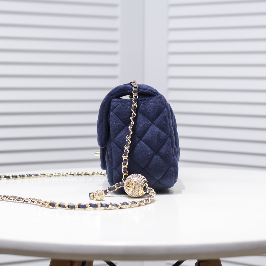 Chanel 1786 Velvet Rhinestones Shoulder Bag Handbag